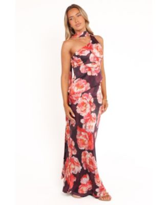 Women's Georgina One Shoulder Skirt Set - Burgundy Peony