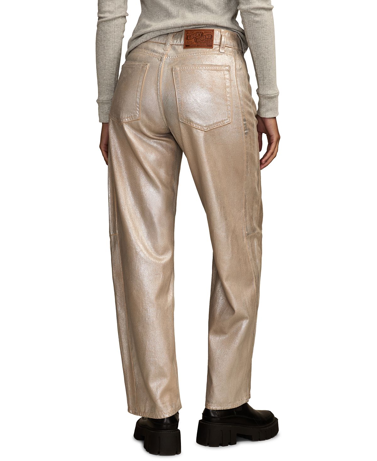 Lucky Brand Women's Lucky Legend Metallic Barrel Leg Mid-Rise Jeans view 4 — MAYCSS fashion products