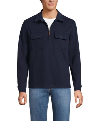 Men's Long Sleeve Corduroy Collar Bedford Rib Quarter Zip