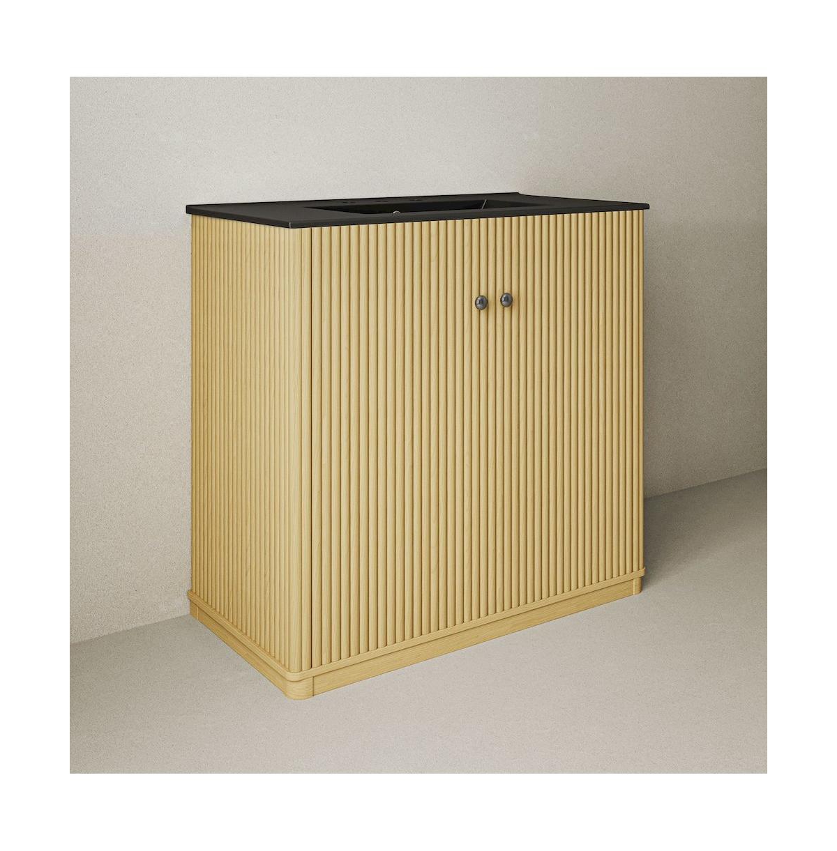 Swiss Madison 36" Freestanding Bathroom Vanity, Natural Oak, 3-Hole Widespread Sink Top