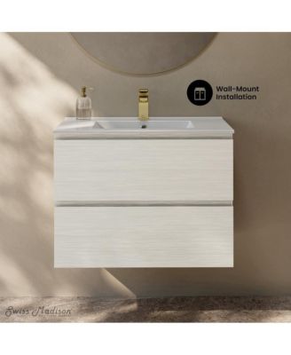 30" MDF Liberte Wall-Mounted Bathroom Vanity with Sink Top