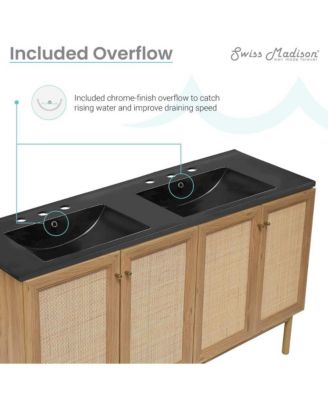 60" MDF 3-Hole Widespread Double Basin Sink Top Freestanding Bathroom Vanity