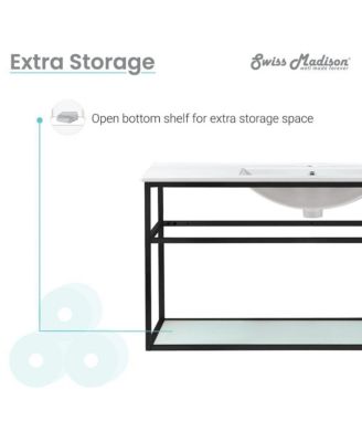 Pierre 48 Single, Metal Frame, Open Shelf, Bathroom Vanity