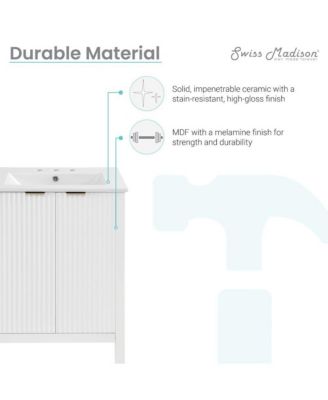 Bastille 24 in. White Bathroom Vanity With White, 3-Hole Ceramic Sink Top