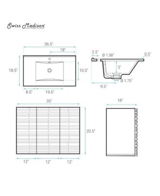 Cascade 36" Wall-Mounted Bathroom Vanity in Natural Oak with Sink Top
