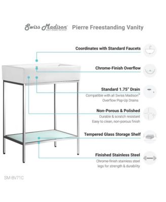 Pierre 24 Single, Freestanding, Open Shelf, Chrome Metal Frame Bathroom Vanity