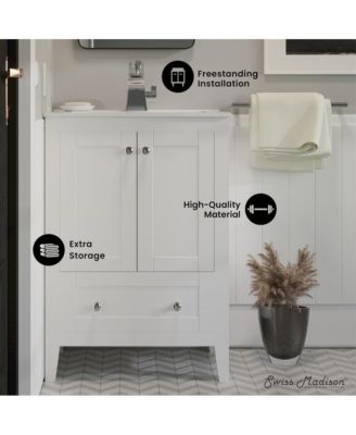 Cannes 24" Freestanding Bathroom Vanity in White with Sink Top