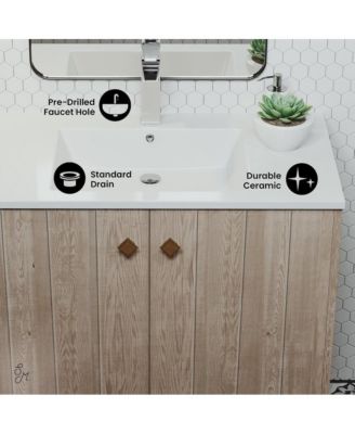 Eclair 36" Freestanding Bathroom Vanity in Gray Oak with Sink Top