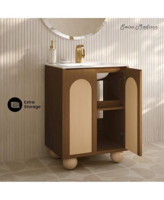 Plaisir II 24" Freestanding Bathroom Vanity in Brown Oak with Sink Top