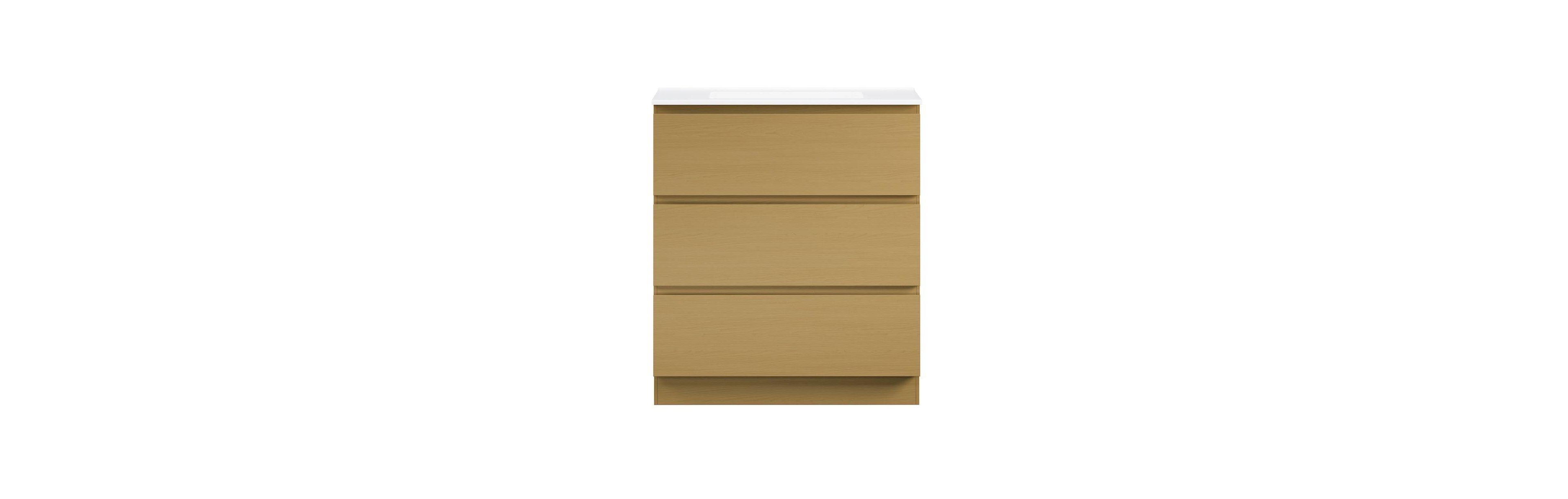 Liberte 30" Freestanding Bathroom Vanity in Natural Oak with Sink Top