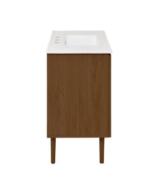 36" Freestanding Bathroom Vanity in Brown Oak with 3-Hole Widespread Sink Top