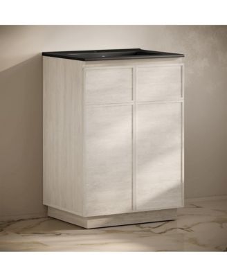 St. Tropez 24" Freestanding Bathroom Vanity in White Oak with Black Sink Top