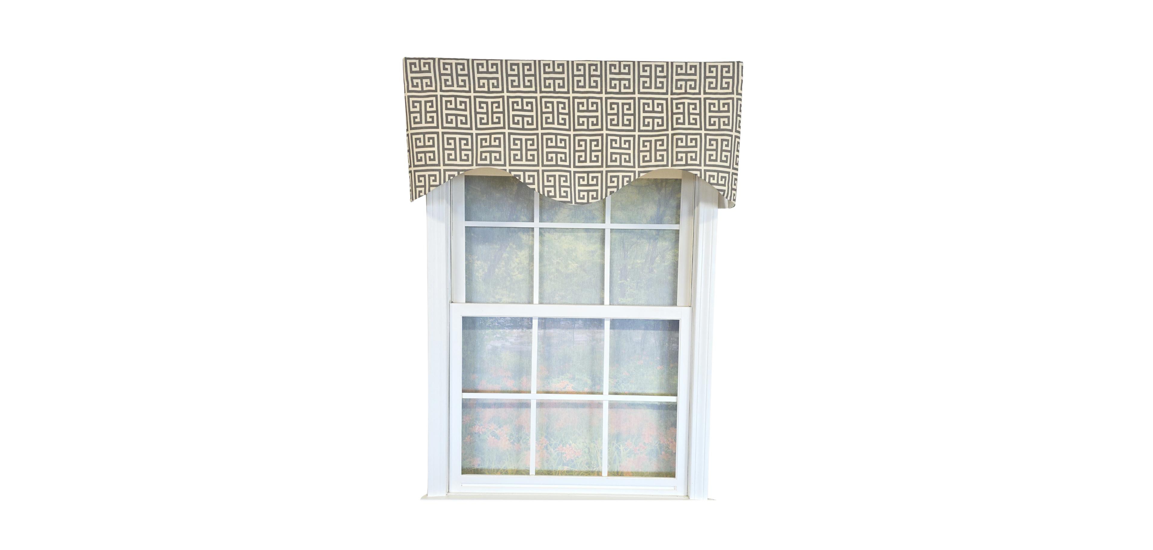 Rlf Home 100% Cotton Tower Cornice With Poly/Cotton Ivory lining Rod Pocket Valance 50" x 17" Beige