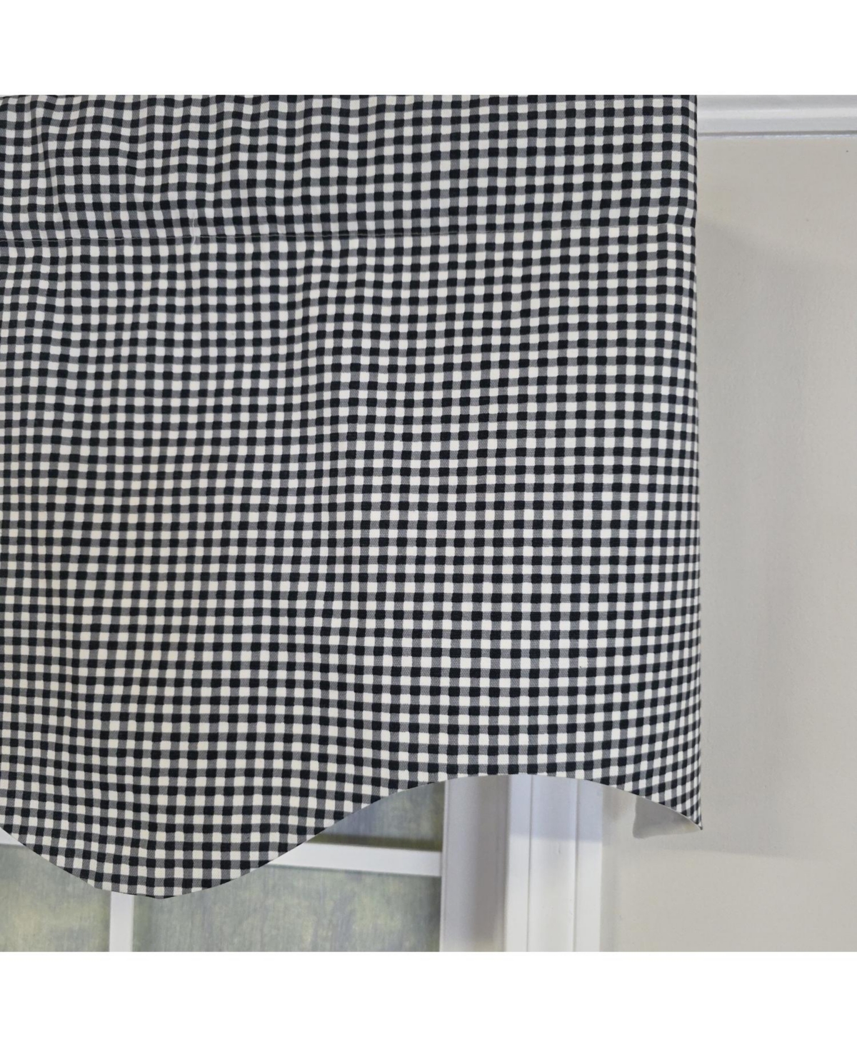 Rlf Home 100% Cotton Gingham Regal With Poly/Cotton Ivory lining Rod Pocket Valance 50" x 16" Black