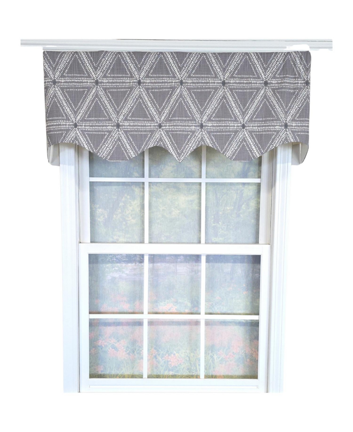Rlf Home 100% Cotton Zircon Regal With Poly/Cotton Ivory lining Rod Pocket Valance 50" x 16" Gray