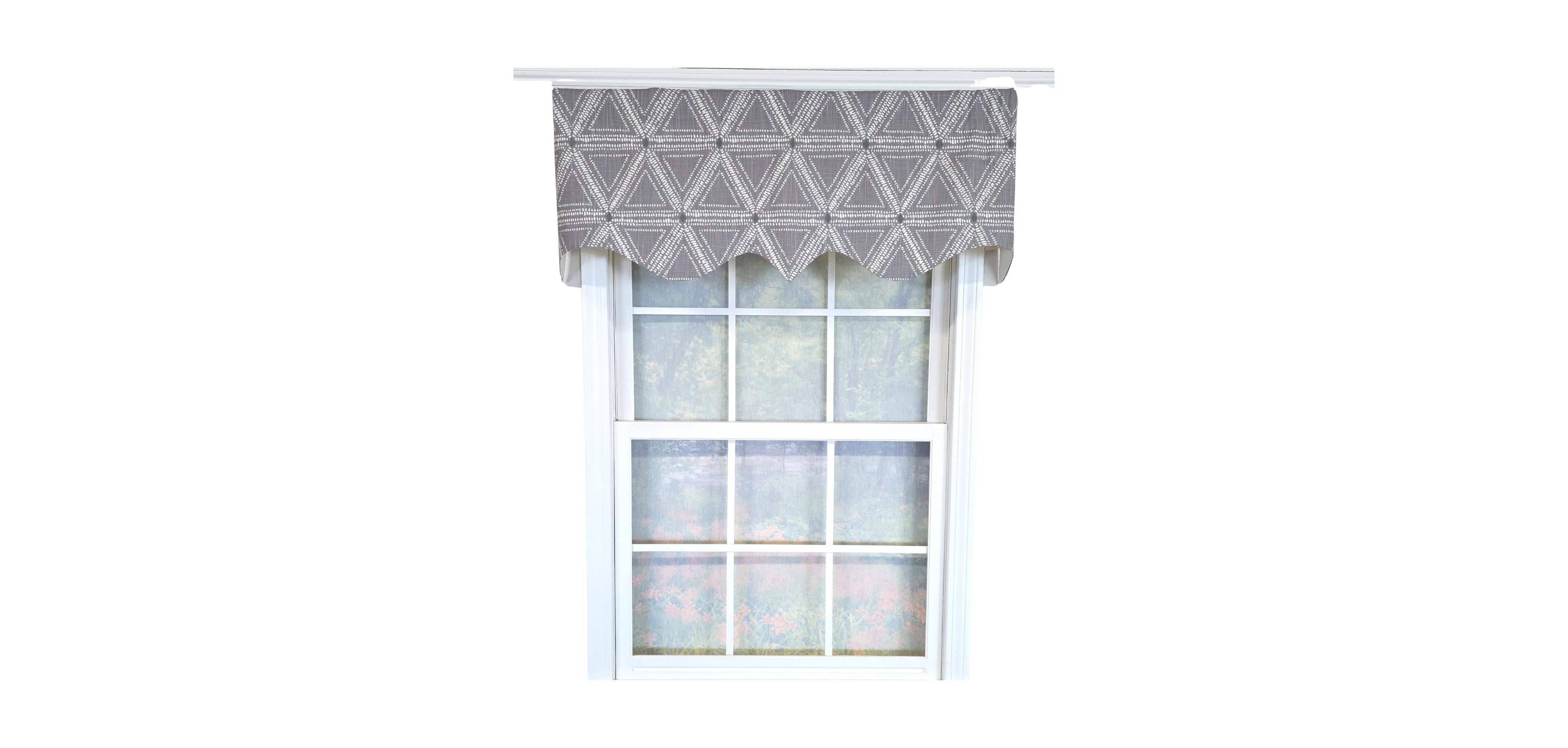 Rlf Home 100% Cotton Zircon Regal With Poly/Cotton Ivory lining Rod Pocket Valance 50" x 16" Gray