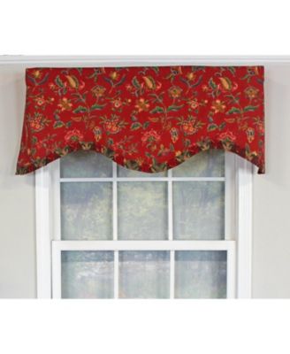 Norwell Ruffled Cornice  100% Cotton with Fully Lined 3" Rod Pocket Valnance for Windows 50" x 17" Red