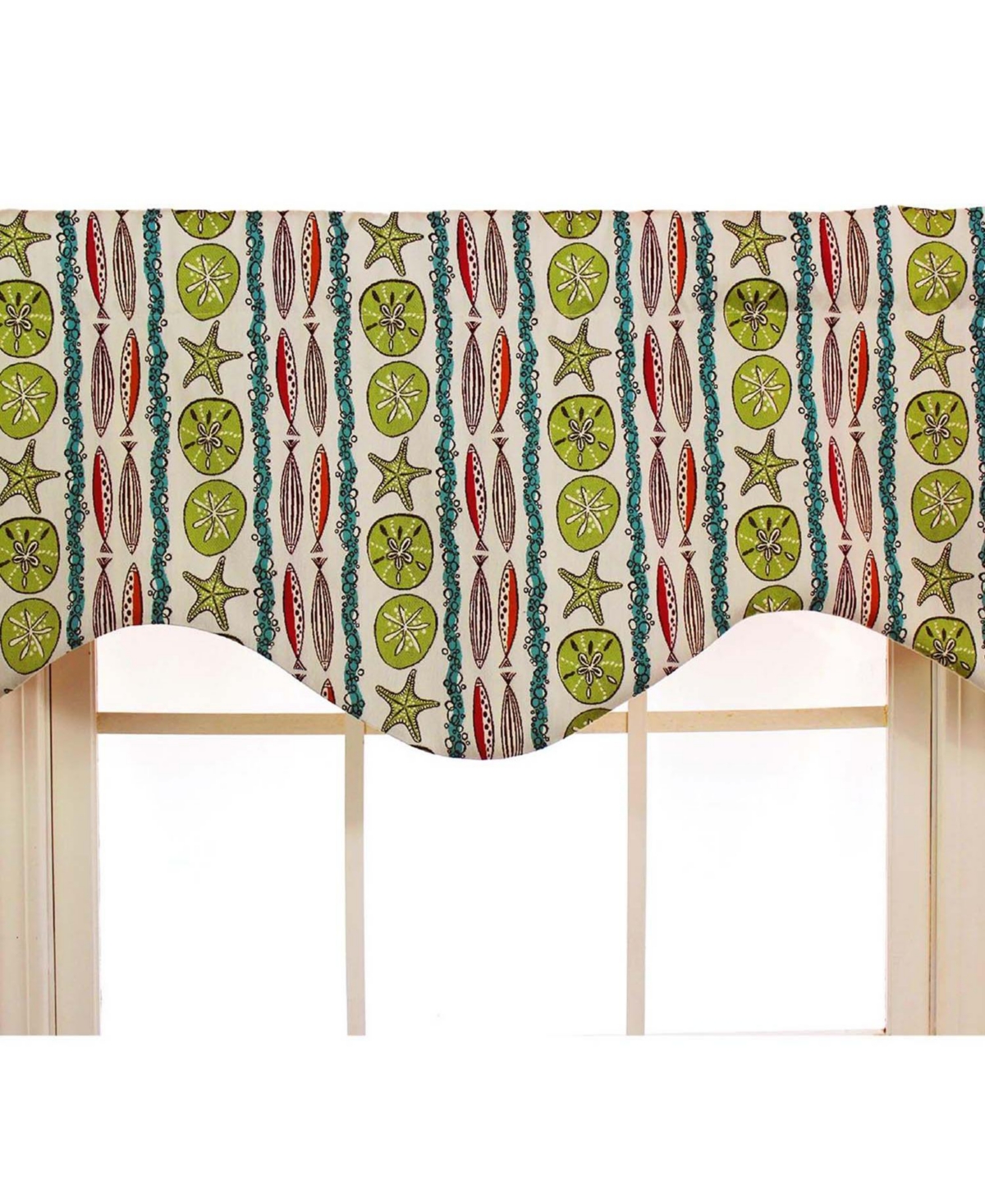 Rlf Home Sea Walk Cornice 100% Cotton with Fully Lined 3" Rod Pocket Valnance for Windows 50" x 17" Multi