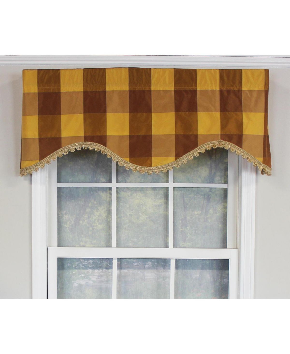 Rlf Home Pascal Trimmed Cornice 100% Cotton with Fully Lined 3" Rod Pocket Valnance for Windows 50" x 17" Bronze