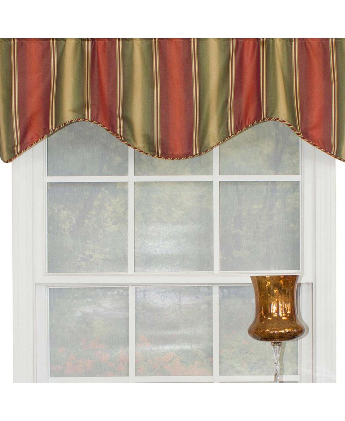 Rlf Home Meri Weather Corded Cornice 100% Cotton with Fully Lined 3" Rod Pocket Valnance for Windows 50" x 17" Garden