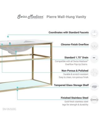 Pierre 36 Single, Open Shelf, Gold Metal Frame Bathroom Vanity