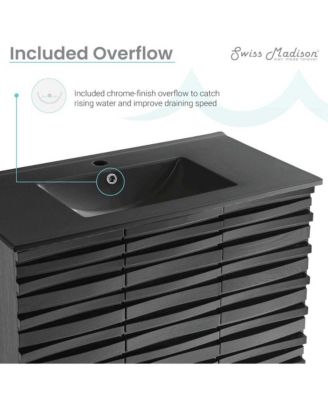 Cascade Wood 36" Bathroom Vanity with Black Ceramic Sink Top