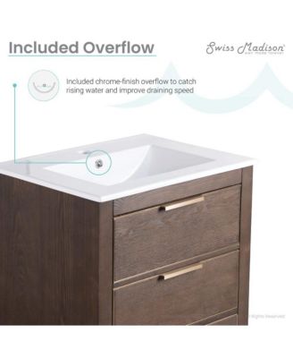 Hugo 24" Freestanding Bathroom Vanity in Brown Oak with Sink Top