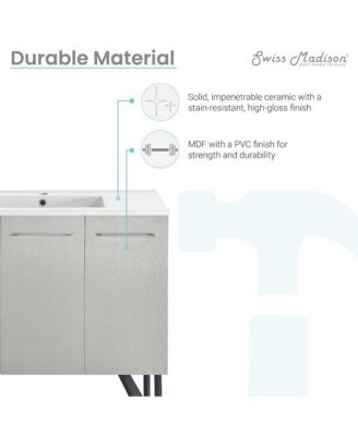 Annecy 36" Freestanding Bathroom Vanity in Gray with Sink Top