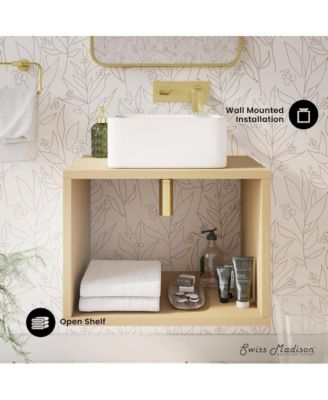 Concorde 24" Wall-Mounted Bathroom Vanity in Natural Oak with Sink Top