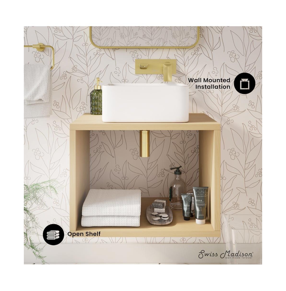 Swiss Madison Concorde 24" Wall-Mounted Bathroom Vanity in Natural Oak with Sink Top