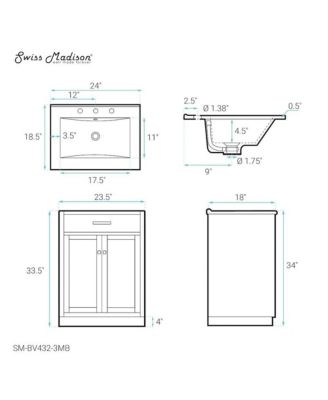 24 in.MDF Burdon 3-Hole Ceramic Sink Top Bathroom Vanity