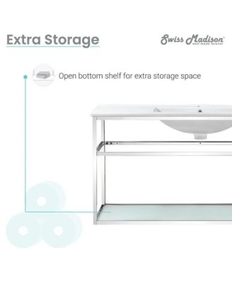 Pierre 48 Single, Open Shelf, Chrome Metal Frame Bathroom Vanity