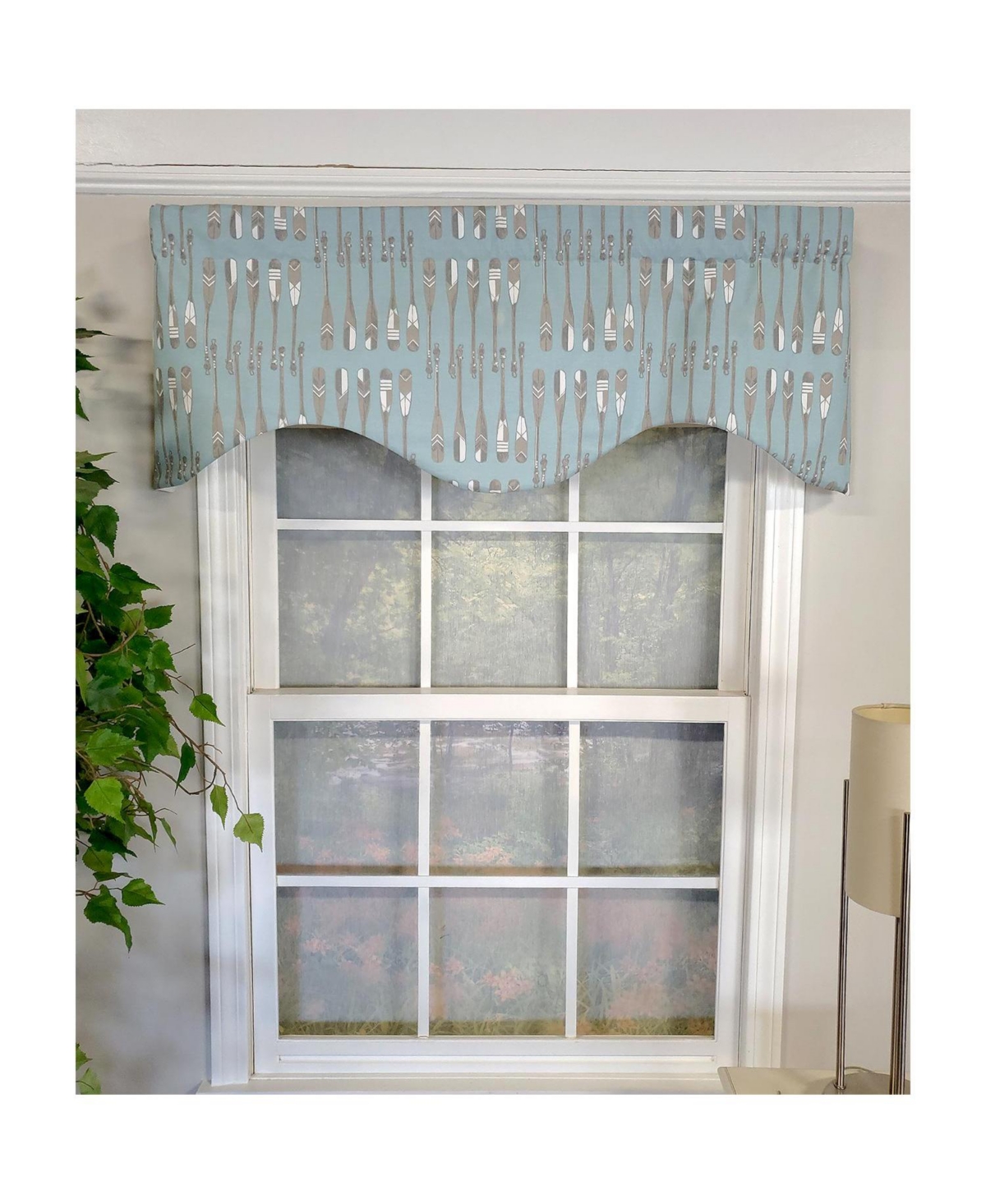 Rlf Home Paddle Away Cornice 100% Cotton with Fully Lined 3" Rod Pocket Valnance for Windows 50" x 17" Spa