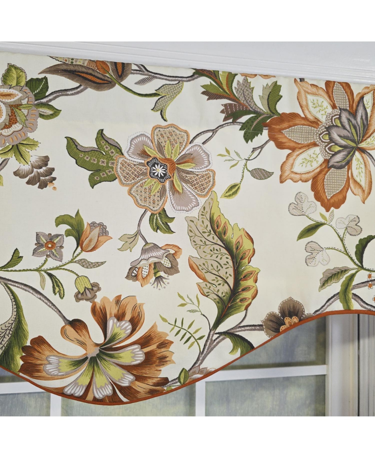 Rlf Home 100% Cotton Zanzibar Cornice With Poly/Cotton lining Rod Pocket Valance 50" x 17" Orange