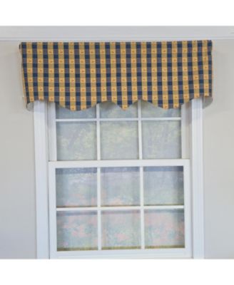 100% Cotton Cherry Squares Regal With Poly/Cotton lining Rod Pocket Valance 50" x 15" Navy