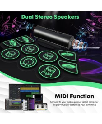 Electronic Drum Set with 2 Build-in Stereo Speakers for Kids