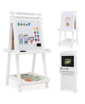 3-in-1 Double-sided Art Easel with Chalkboard and Magnetic Whiteboard