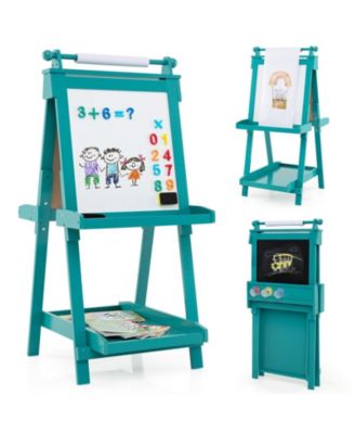 3-in-1 Double-sided Art Easel with Chalkboard and Magnetic Whiteboard