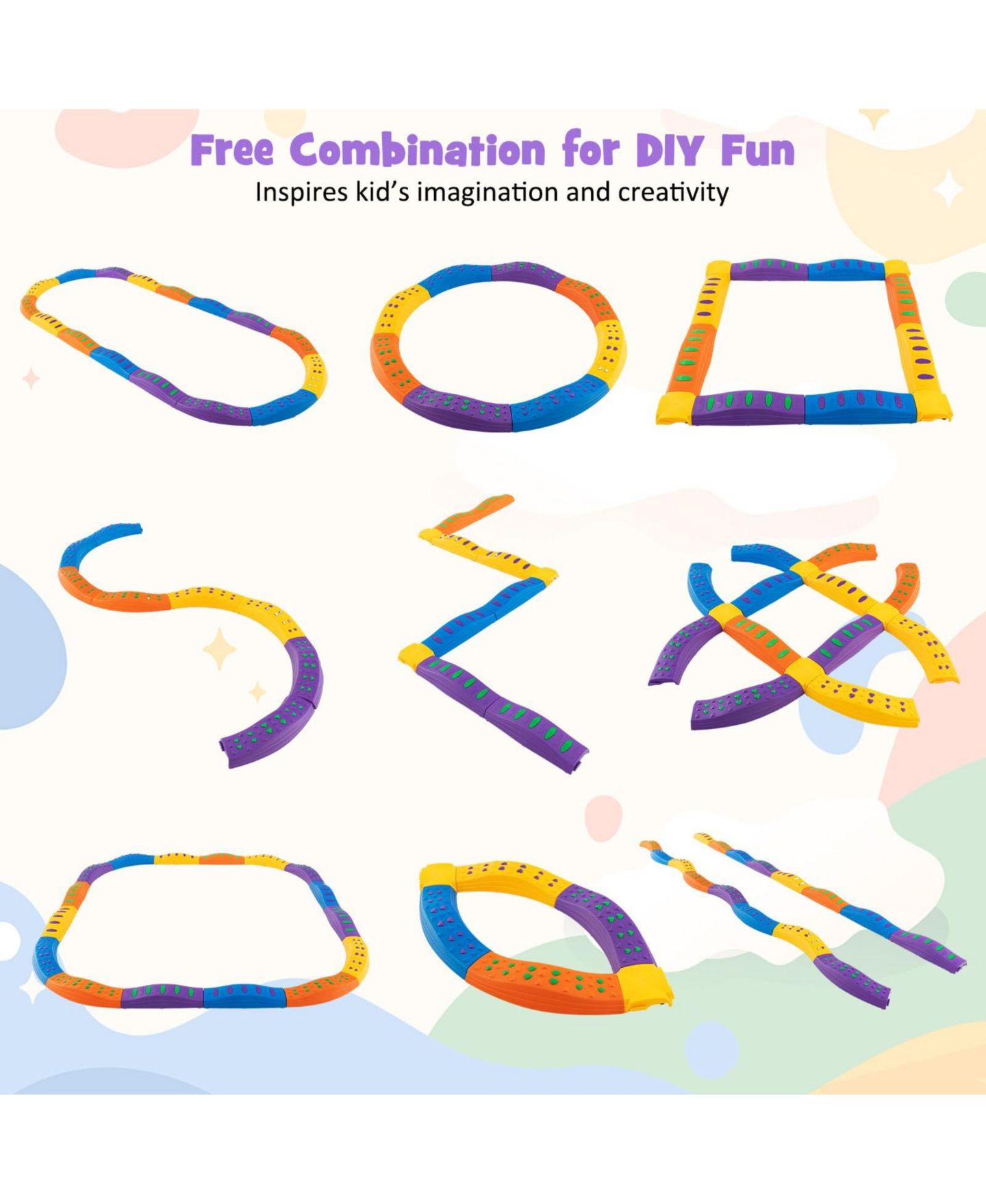 Детские игрушки Mecale Kids Wavy Balance Beam Textured Non-Slip 20-Piece Set, Ages 3+ — фото 4