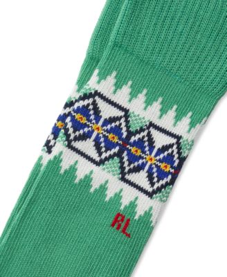 Women's Slouchy Border Fair Isle Crew Socks