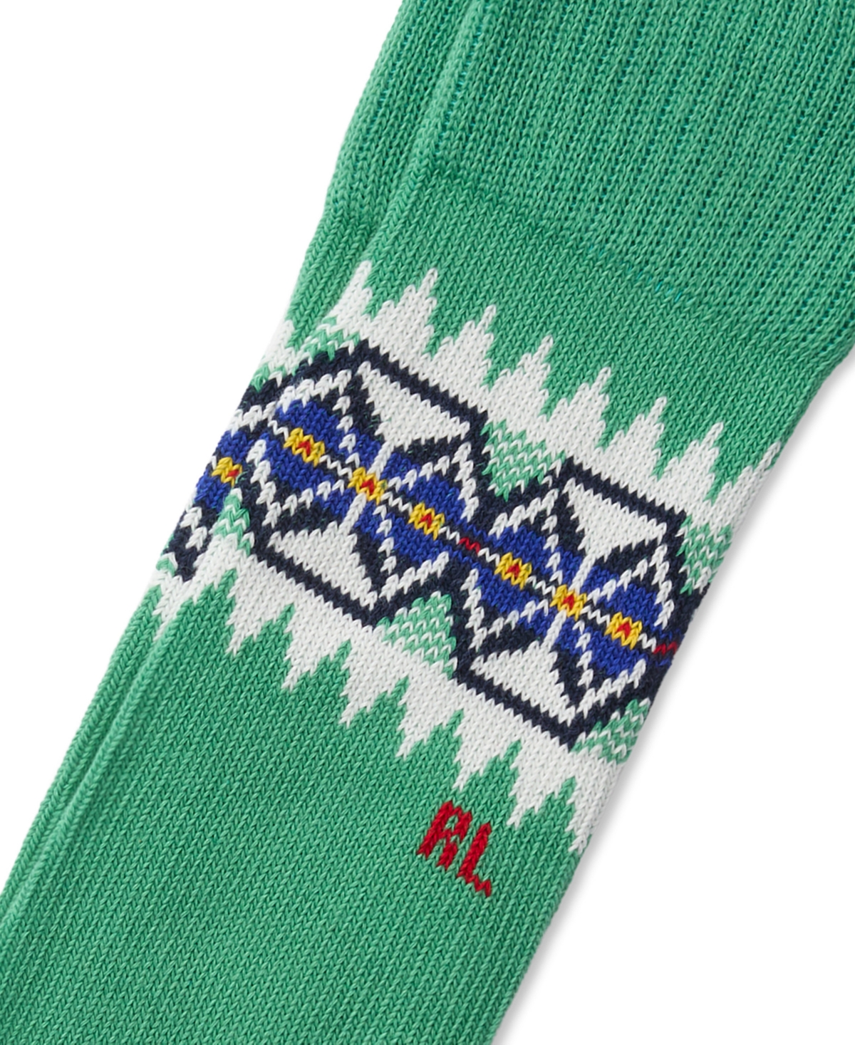 Polo Ralph Lauren Women's Slouchy Border Fair Isle Crew Socks In Green
