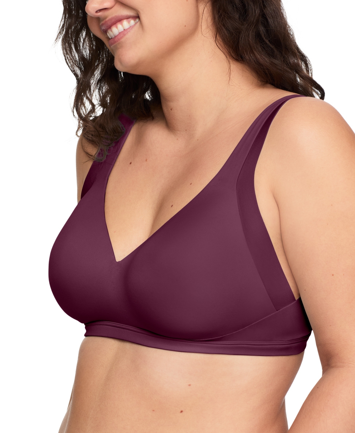 Warner's Warners No Side Effects Underarm And Back-smoothing Comfort Wireless Lightly Lined T-shirt Bra Ra223 In Burgundy