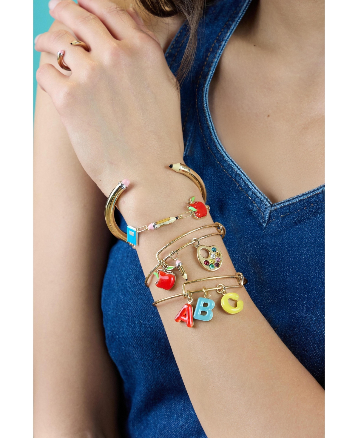 'Teacher's Pet' Multi Charm Toggle Bracelet