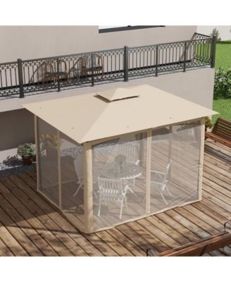 10' x 12' Patio Gazebo with Netting and 2 Tier Roof,