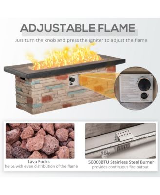 48" Propane Gas Fire Pit Table for Patio w/ Cover and Lava Rocks