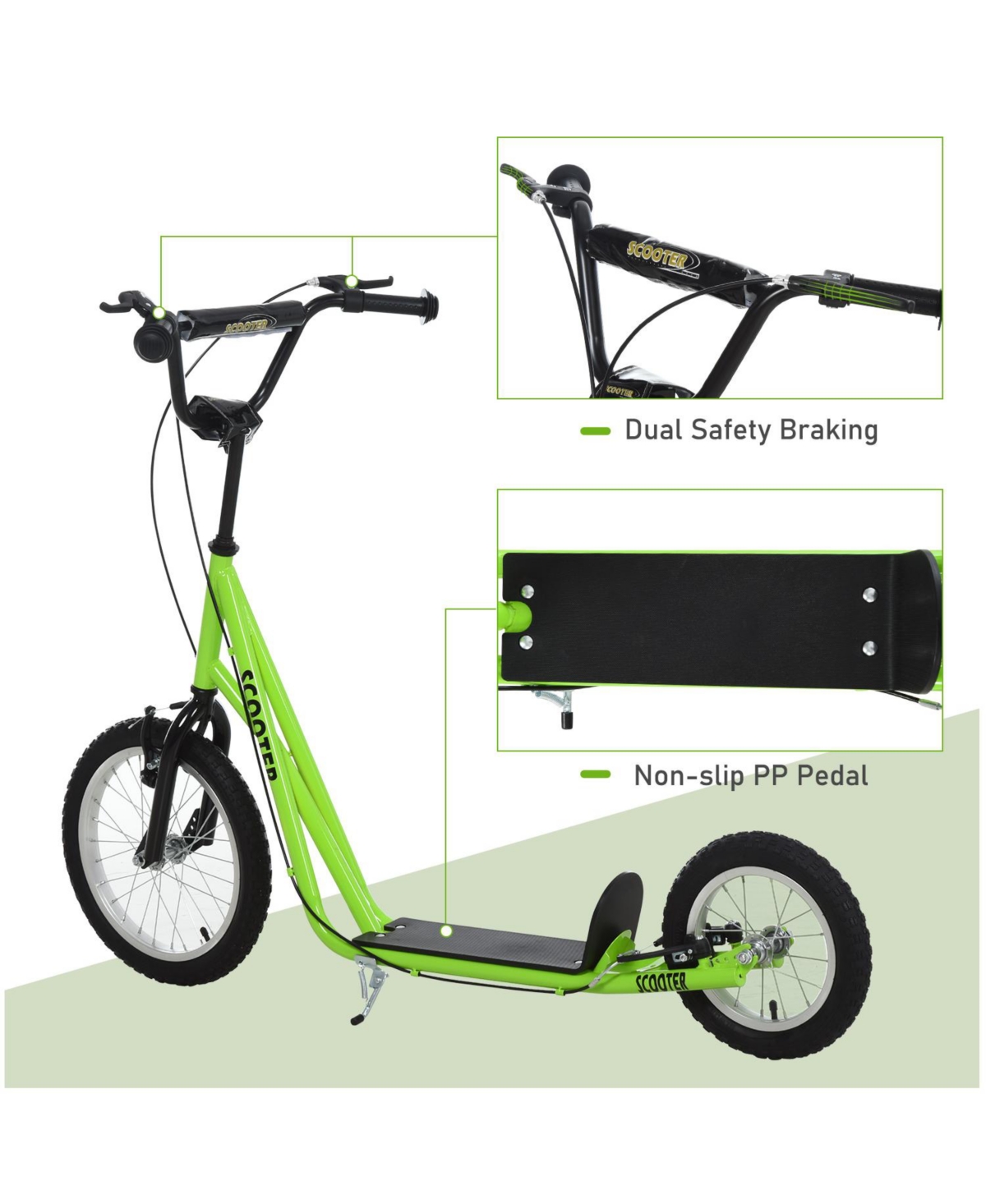 Aosom Youth Scooter Front and Rear Caliper Dual Brakes