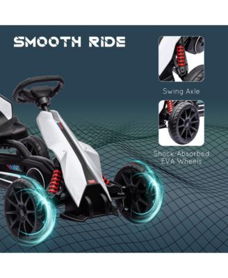 Kids Pedal Go Kart, Outdoor Ride on Toy with Adjustable Seat, Swing Axle, Handbrake, 4 Non-Slip EVA Wheels for Boys and Girls Aged 3-8 Years Old