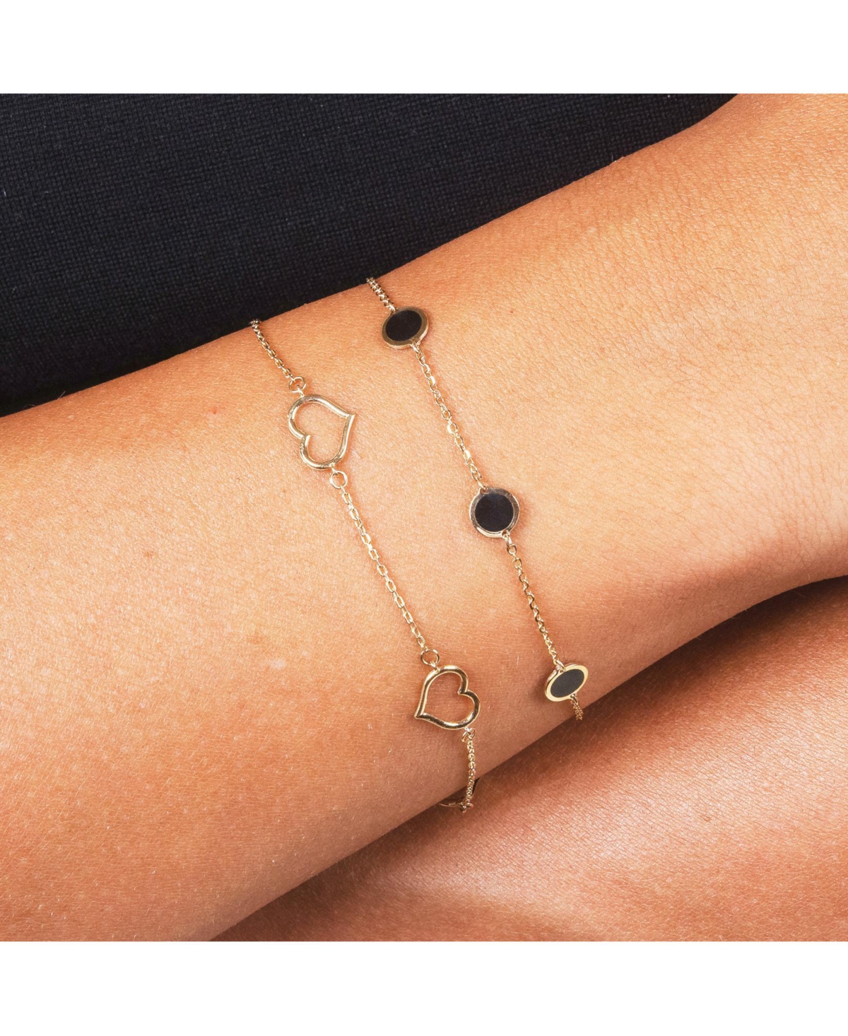 The Lovery Onyx Bubble Chain Bracelet 14K Gold