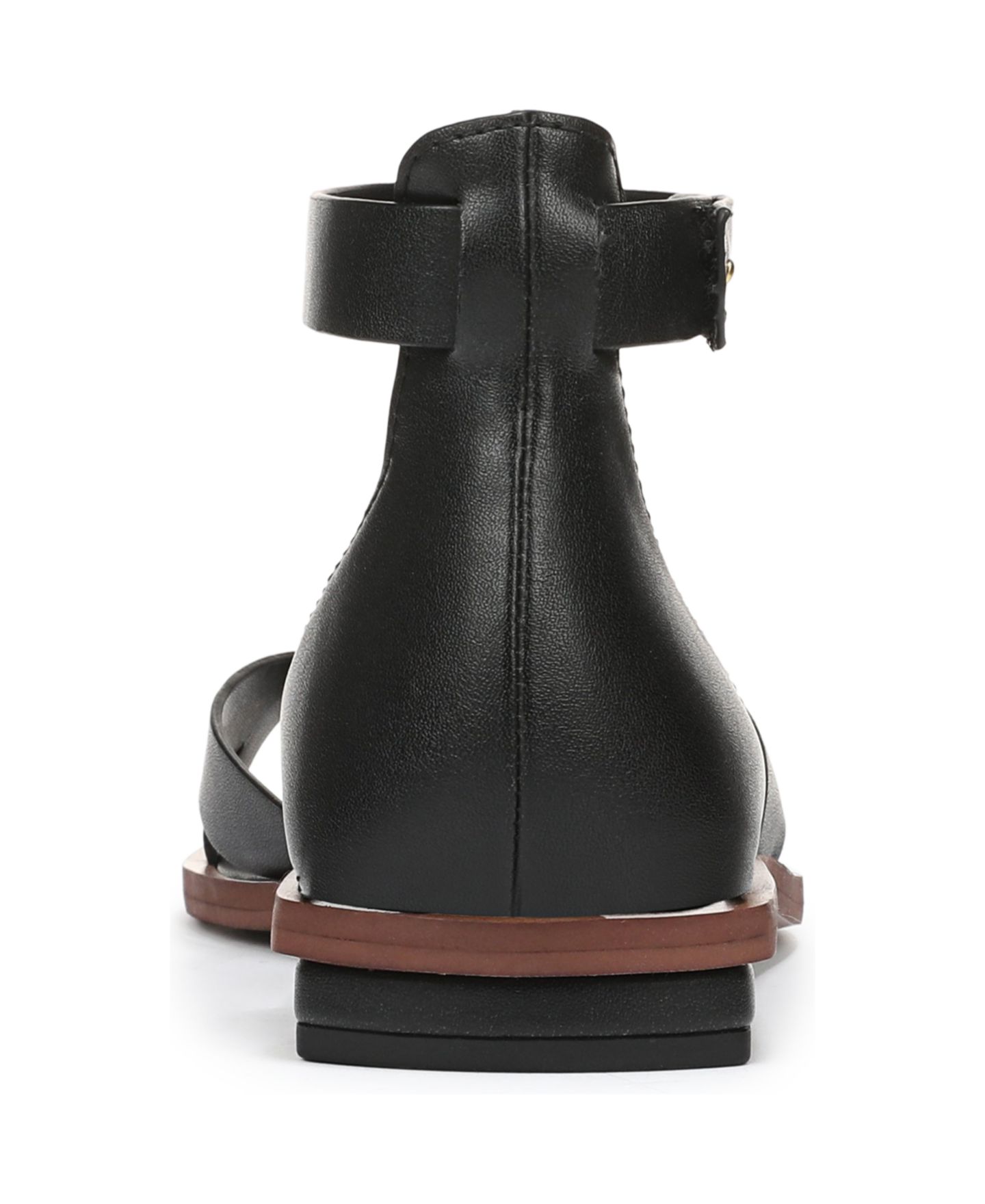 Женские сандалии Franco Sarto Elisa Open Square Toe Ankle Strap Flat, цвет: Чёрная искусственная кожа — фото 3