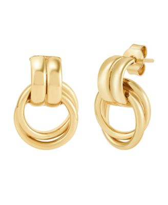 Polished Doorknocker Stud Drop Earrings in 18k Yellow Gold-Plated Sterling Silver
